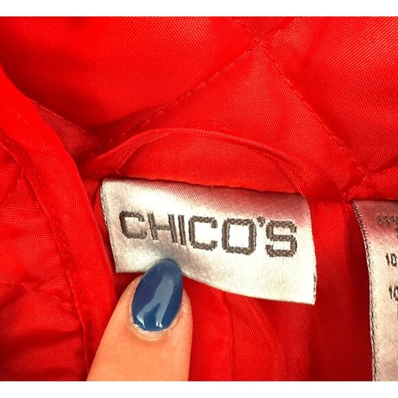 Chico’s Size 2 Red Quilted Vest Double Zipper Lined Teacher School Casual - Picture 10 of 14